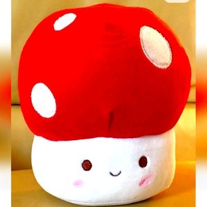 Soft Squishy Red White Polka Dot Mushroom Toadstool